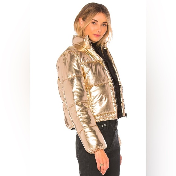 LOVERS + FRIENDS Sz XS Ripley Puffer Coat in Gold NEW WITHOUT TAGS - Picture 3 of 13